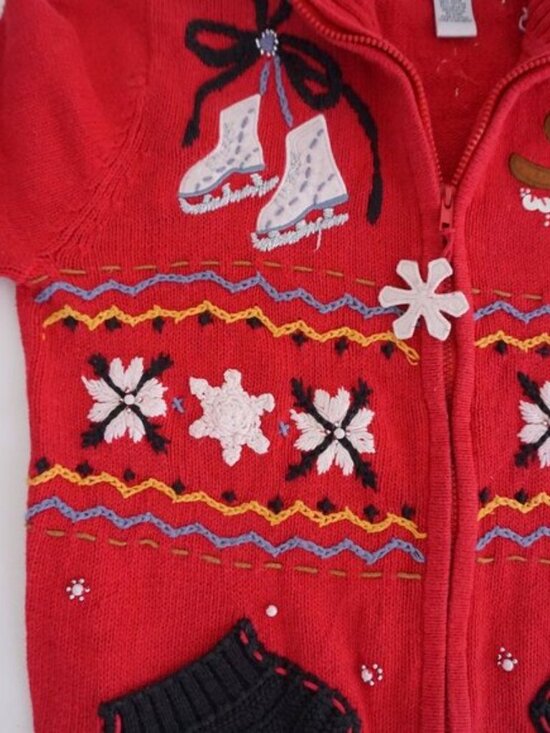 Vintage Kakit Winter Ski Snowflake Festive Cardigan Holiday Retro 90s Sweater S - Picture 7 of 10